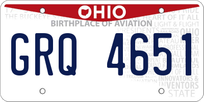 OH license plate GRQ4651