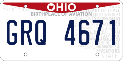OH license plate GRQ4671