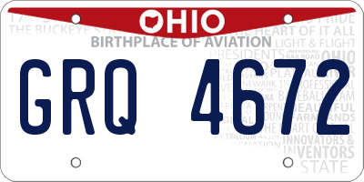 OH license plate GRQ4672