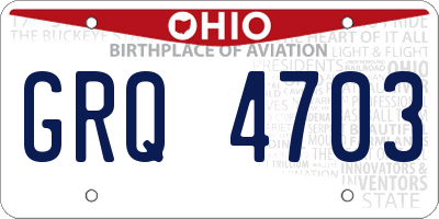 OH license plate GRQ4703