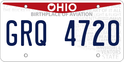 OH license plate GRQ4720