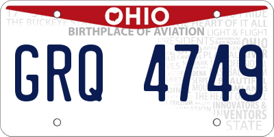OH license plate GRQ4749