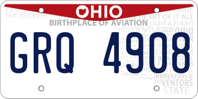OH license plate GRQ4908