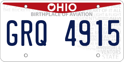 OH license plate GRQ4915