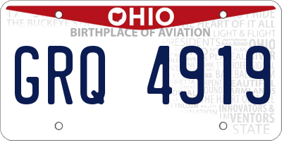 OH license plate GRQ4919