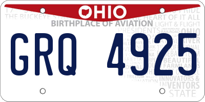 OH license plate GRQ4925