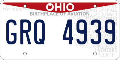 OH license plate GRQ4939