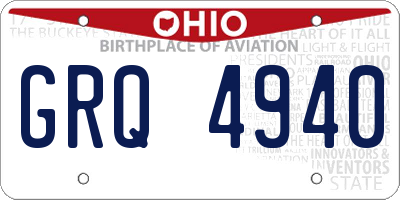 OH license plate GRQ4940