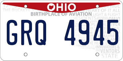 OH license plate GRQ4945