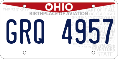 OH license plate GRQ4957