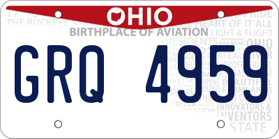 OH license plate GRQ4959
