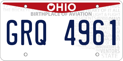 OH license plate GRQ4961