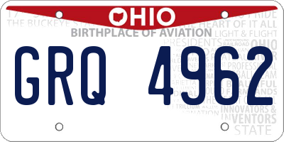 OH license plate GRQ4962