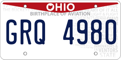 OH license plate GRQ4980