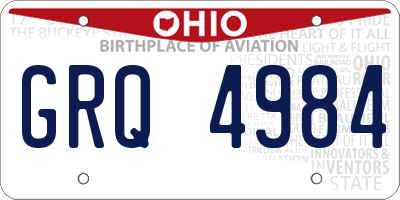OH license plate GRQ4984