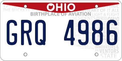 OH license plate GRQ4986