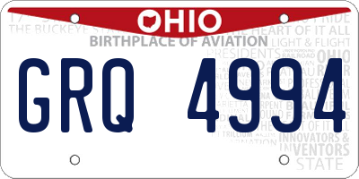 OH license plate GRQ4994