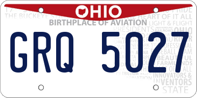 OH license plate GRQ5027
