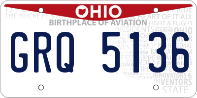 OH license plate GRQ5136