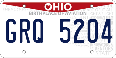 OH license plate GRQ5204