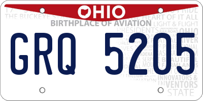 OH license plate GRQ5205