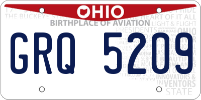 OH license plate GRQ5209