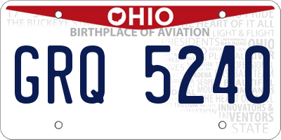 OH license plate GRQ5240