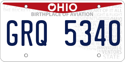 OH license plate GRQ5340