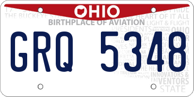 OH license plate GRQ5348