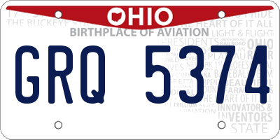 OH license plate GRQ5374