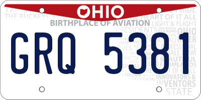 OH license plate GRQ5381