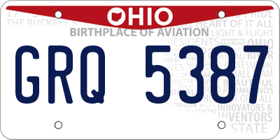 OH license plate GRQ5387