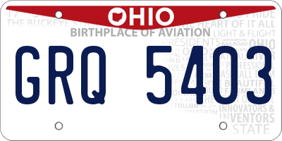 OH license plate GRQ5403