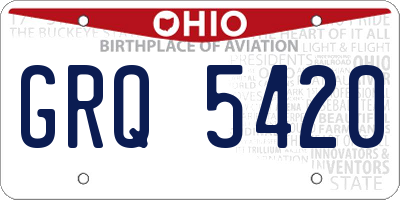 OH license plate GRQ5420