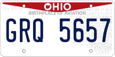 OH license plate GRQ5657