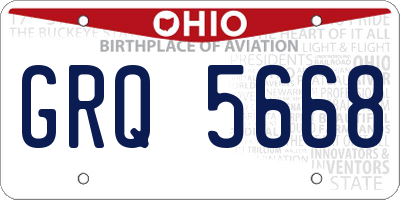 OH license plate GRQ5668