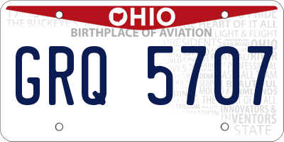 OH license plate GRQ5707