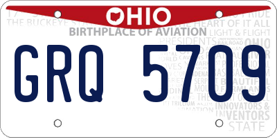 OH license plate GRQ5709