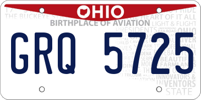 OH license plate GRQ5725