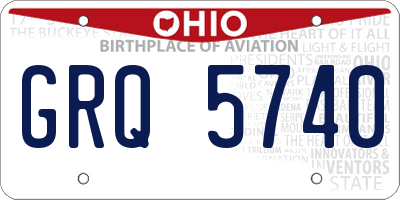 OH license plate GRQ5740