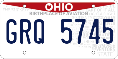 OH license plate GRQ5745