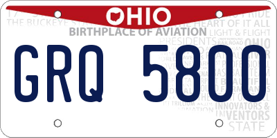 OH license plate GRQ5800