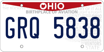 OH license plate GRQ5838