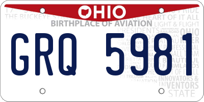 OH license plate GRQ5981