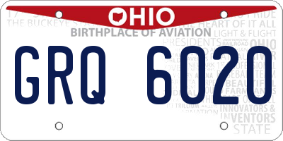 OH license plate GRQ6020