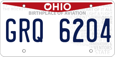 OH license plate GRQ6204