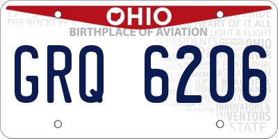OH license plate GRQ6206