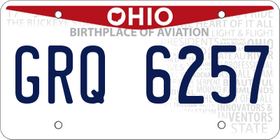 OH license plate GRQ6257