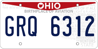 OH license plate GRQ6312