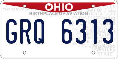 OH license plate GRQ6313